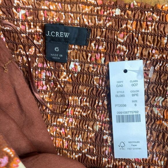 NWT J Crew Cropped Halter Top Brown Vintage Vines Floral Print Size 6 - Picture 6 of 11